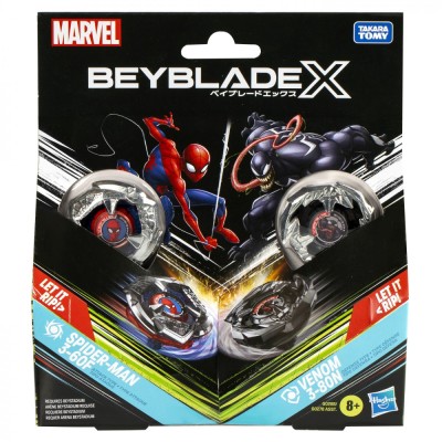 BEYBLADE X MARVEL SET DUO SPIDER MAN 3-60F SI VENOM 3-80N SuperHeroes ToysZone foto