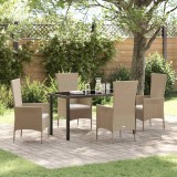 VidaXL Set de Masă pentru Grădină 5 pcs Bej Negru 140 x 70 x 73 cm