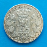 Belgia 5 Franci Argint 1870, Stare Excelentă - Monedă Argint Belgia