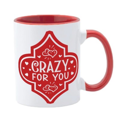 Cana maner rosu personalizata Crazy for you, INOVATIX&amp;reg;. 330ml foto