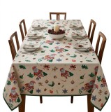 Fata de Masa Decorativa de Craciun EMC ONSHOP&reg;, Dreptunghiulara, Model Mos Craciun cu Globuri si Acadele, 180 x 140 cm