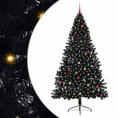 vidaXL Pom de Crăciun artificial pre-iluminat Negru 240 cm PVC 3397175 foto