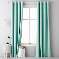 Draperie opaca cu inele Jemidi, 140 x 250 cm, Verde, Poliester, 55309.03