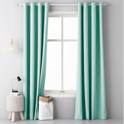 Draperie opaca cu inele Jemidi, 140 x 250 cm, Verde, Poliester, 55309.03 foto