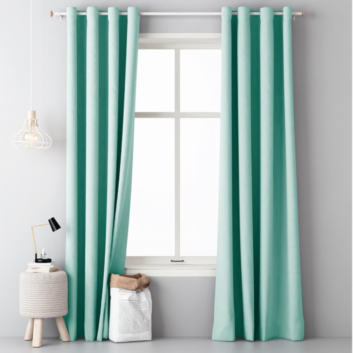 Draperie opaca cu inele Jemidi, 140 x 250 cm, Verde, Poliester, 55309.03