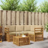 vidaXL Seturi de canapele 5 pcs Natural și Bej Lemn Solid de Acacia 3374753
