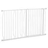 Poarta de Siguranta PawHut pentru Caini din Otel si ABS, Portita pentru Caini Extensibila 75-145cm pentru Scari si Usi, Alb | Aosom Romania