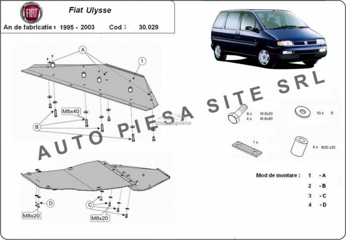 Scut metalic motor Fiat Ulysse fabricat in perioada 1995 - 2003 APS-30,029