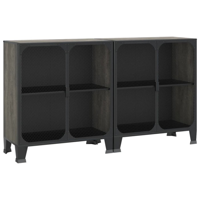 Dulapuri de depozitare, 2 buc., gri, 72x36x82 cm, metal/MDF