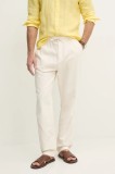 Pepe Jeans pantaloni din amestec de in LINEN PULL ON PANTS bărbați, culoarea bej, cu fason chinos, PM211872