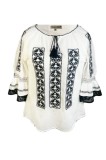 Bluza tip ie traditionala, dama, ML09, marime 3XL, alb /negru glossy