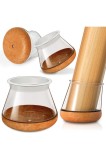 Set de 24 capace transparente din silicon pentru picioarele scaunelor, cu protecții din p&acirc;slă, OCONDA (28-40mm)