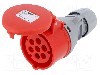 Conector alimentare AC, IEC 60309, IP44, 16A, 400V AC, 7 pini, PCE - 217-6V
