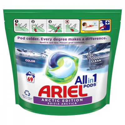 Detergent Automat Pentru Rufe, Ariel All in 1 Pods, Arctic Edition, 69 spalari foto