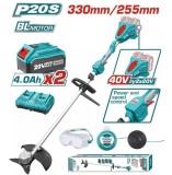 Set Motocoasa Li-Ion si trimmer 40V cu doua baterii si un incarcator