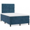 VidaXL Pat box spring cu saltea/LED albastru &icirc;nchis 120x190cm catifea 3270333