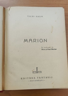 Vichi Baum - Marion (ediție interbelică) foto