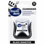 Ata Dentara, Dontodent, Zahnseide, Black Sensitive, pentru Curatare Delicata, cu Carbune, Aroma Menta, Cerata, 50m