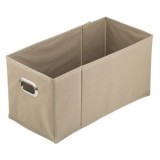 Cutie de depozitare din material textil, Bej, 15x31x15 cm, fără capac, cu m&acirc;ner metalic, CMCLASS