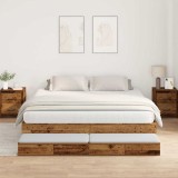 VidaXL Cadru de pat cu depozitare Lemn vechi 236.5 x 200 x 31.5 cm