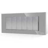 Cumpara ieftin Intrerupator mecanic Luxion 6 posturi cu rama din sticla, standard italian, gri
