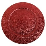 Platou Decorativ Rotund Rosu cu Model Diamant &Oslash;40cm, CMCLASS