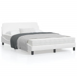 Cadru de pat cu tablie, alb, 120x200 cm, piele ecologica GartenMobel Dekor, vidaXL