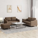 VidaXL Set de canapele cu perne, 3 piese, maro, textil