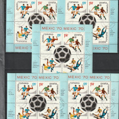 RO - OBLITERATA - LP 729 a - C. M. FOTBAL MEXIC - BLOC DE 4 - 5 BUC