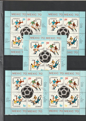 RO - OBLITERATA - LP 729 a - C. M. FOTBAL MEXIC - BLOC DE 4 - 5 BUC foto