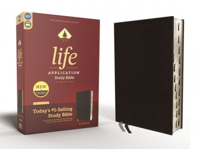 Niv, Life Application Study Bible, Third Edition, Bonded Leather, Black, Indexed, Red Letter Edition foto