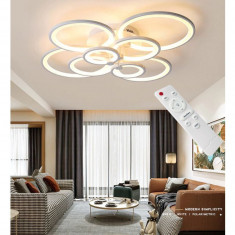 Lustra LED Circle Design Dreptunghiulara 8 Cercuri cu telecomanda foto