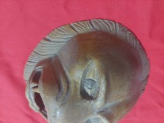sculptura veche in lemn dur CAP DE MAIMUTA,Sculptura vintage masca Maimuta