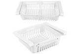 Organizator pentru frigider, extensibil 20-28 cm, plastic, alb, Oem