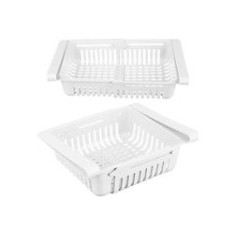 Organizator pentru frigider, extensibil 20-28 cm, plastic, alb