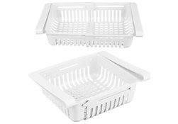 Organizator pentru frigider, extensibil 20-28 cm, plastic, alb foto
