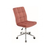 Scaun birou cu stofa tip catifea SL Q020, ergonomic, inaltime reglabila, cadru cromat, rotatie 360&deg;, 90 kg, Caramiziu