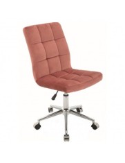 Scaun birou cu stofa tip catifea SL Q020, ergonomic, inaltime reglabila, cadru cromat, rotatie 360&deg;, 90 kg, Caramiziu