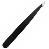 Cumpara ieftin Penseta cosmetica neagra 9.6 x 1 x 0.4 cm, otel inoxidabil rezistent, varf oblic ascutit si fin, pentru pensarea precisa a sprancenelor si firelor scu