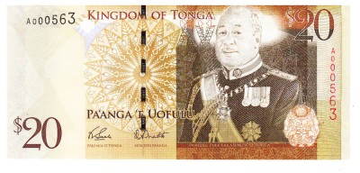 Tonga 20 Pa&amp;#039;anga 2008 P-41 UNC foto