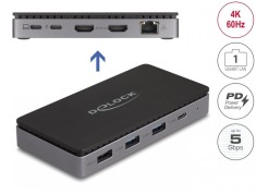 Docking station USB type C la Dual HDMI MST 4K60Hz/USB/Gigabit LAN/PD 3.0 85W, Delock 88271