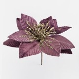 Floare decorativa de Craciun, mov, 26 cm, CMCLASS