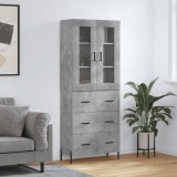 vidaXL Dulap &icirc;nalt, gri beton, 69,5x34x180, lemn compozit