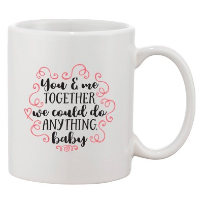 Cana alba personalizata &amp;#039;You &amp;amp; me together we could do anything, baby&amp;#039;, INOVATIX&amp;reg;. 330ml foto
