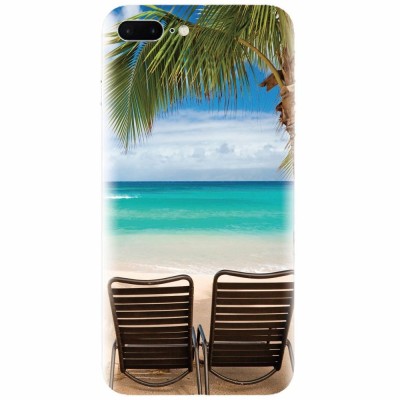 Husa silicon pentru Apple Iphone 8 Plus, Beach Chairs Palm Tree Seaside foto