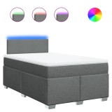 Cumpara ieftin Pat box spring cu saltea, gri inchis, 120x190 cm, textil
