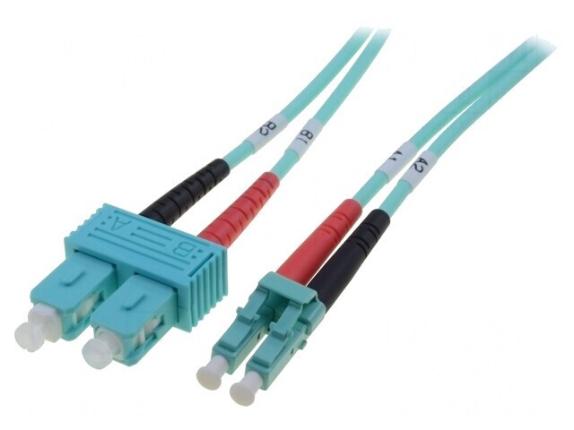 Patch cord fibră OM3 LC/UPC-SC/UPC 2m turcoaz LSZH