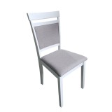 Scaun tapitat de living si bucatarie, KL Oman din lemn masiv, stofa,120 kg, 44x50x90 cm, alb gri