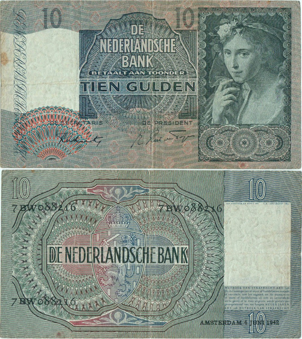1942 ( 4 VI ) , 10 gulden ( P-56b.5 ) - Țările de Jos