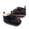 Pantofiori bebelusi negri, cu captuseala pufoasa si design matlasat (Marime, Superbaby